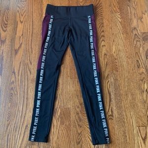 PINK VICTORIA SECRET Black and Burgundy Leggings